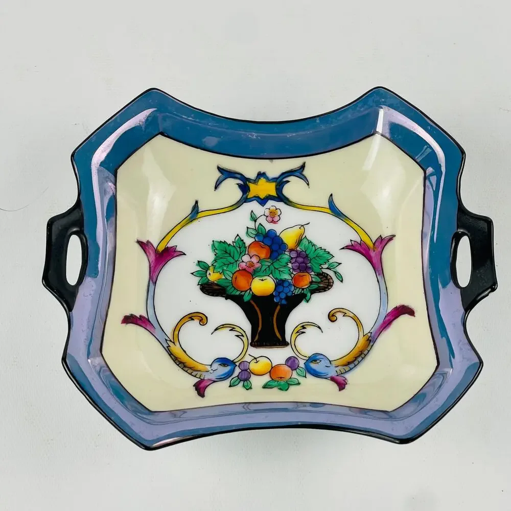 Vintage Noritake Japan Porcelain Fruit Bowl with Fruit Basket / Birds